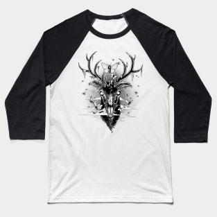 Moth Eaten Deer Head - One Color Baseball T-Shirt
